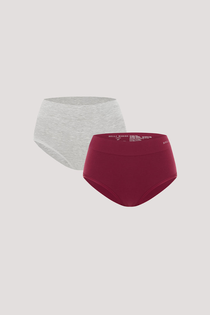  Women's Comfortable Sustainable Bamboo Underwear I Bella Bodies UK I Bamboo Knickers | grey marle and cherry berry