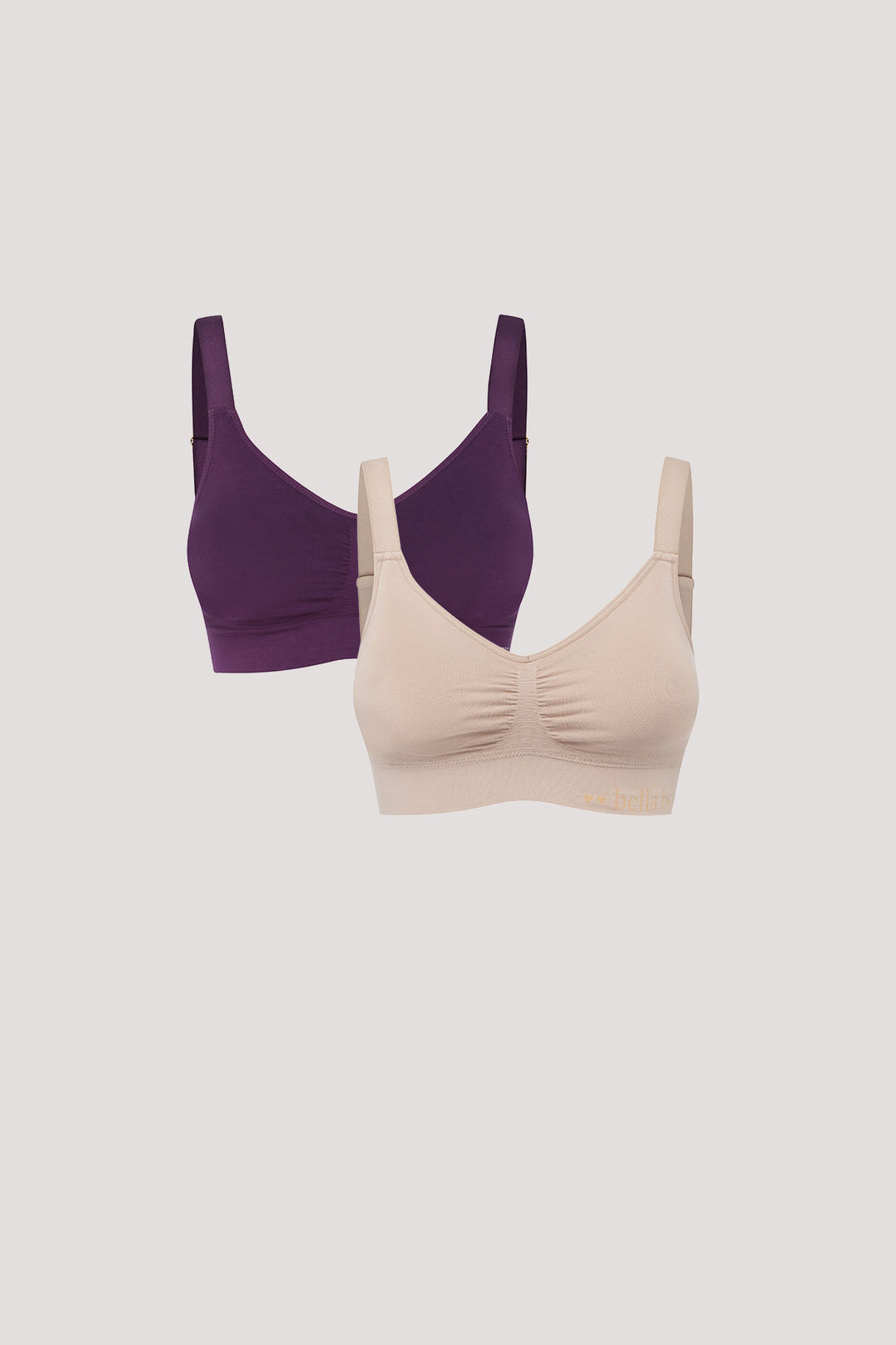 Women's every day bamboo bras | Bella Bodies UK | Bella Bamboo Viscose Adjustable Crop bra 2pk | Blueberry and Sand