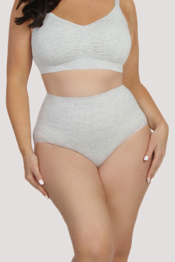 Women's High Waist Bamboo Firming controlling Underwear I Bella Bodies UK | Grey Marle | Front