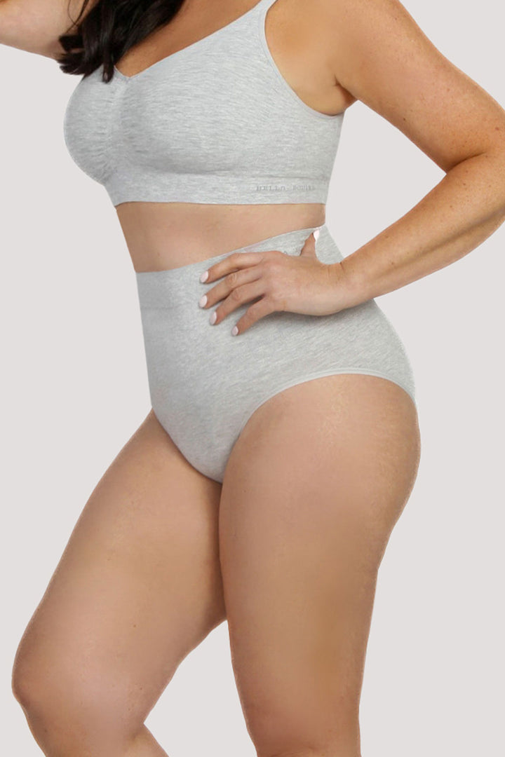 Bamboo Firming Underwear I Women's High Waist Comfortable Firming Underwear I Bella Bodies UK I Grey Marle | Side