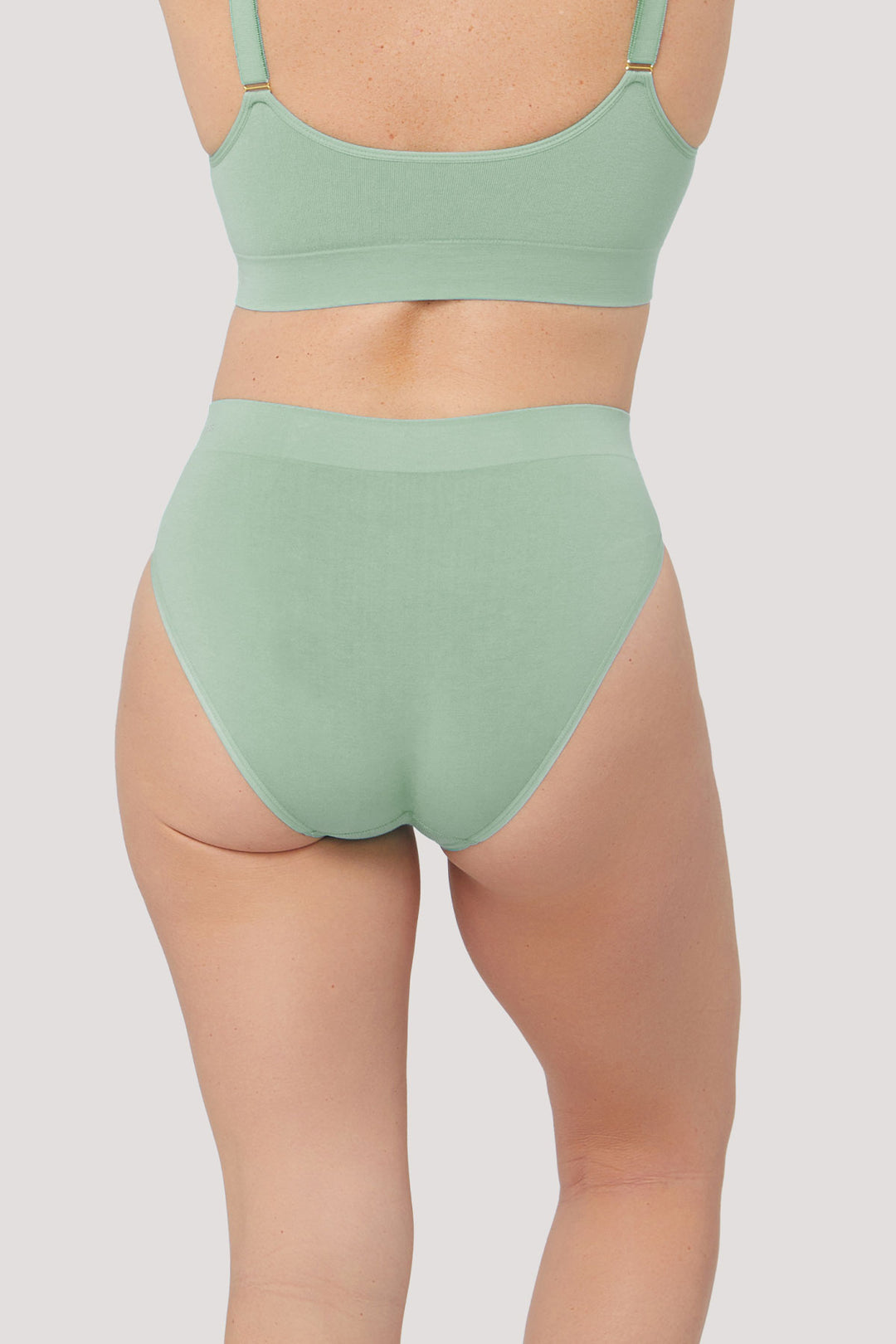 Women's breathable Full Coverage | Bamboo Underwear I Two Pack I Women's Comfortable Sustainable Underwear I Bella Bodies UK I Frosty Green | Back