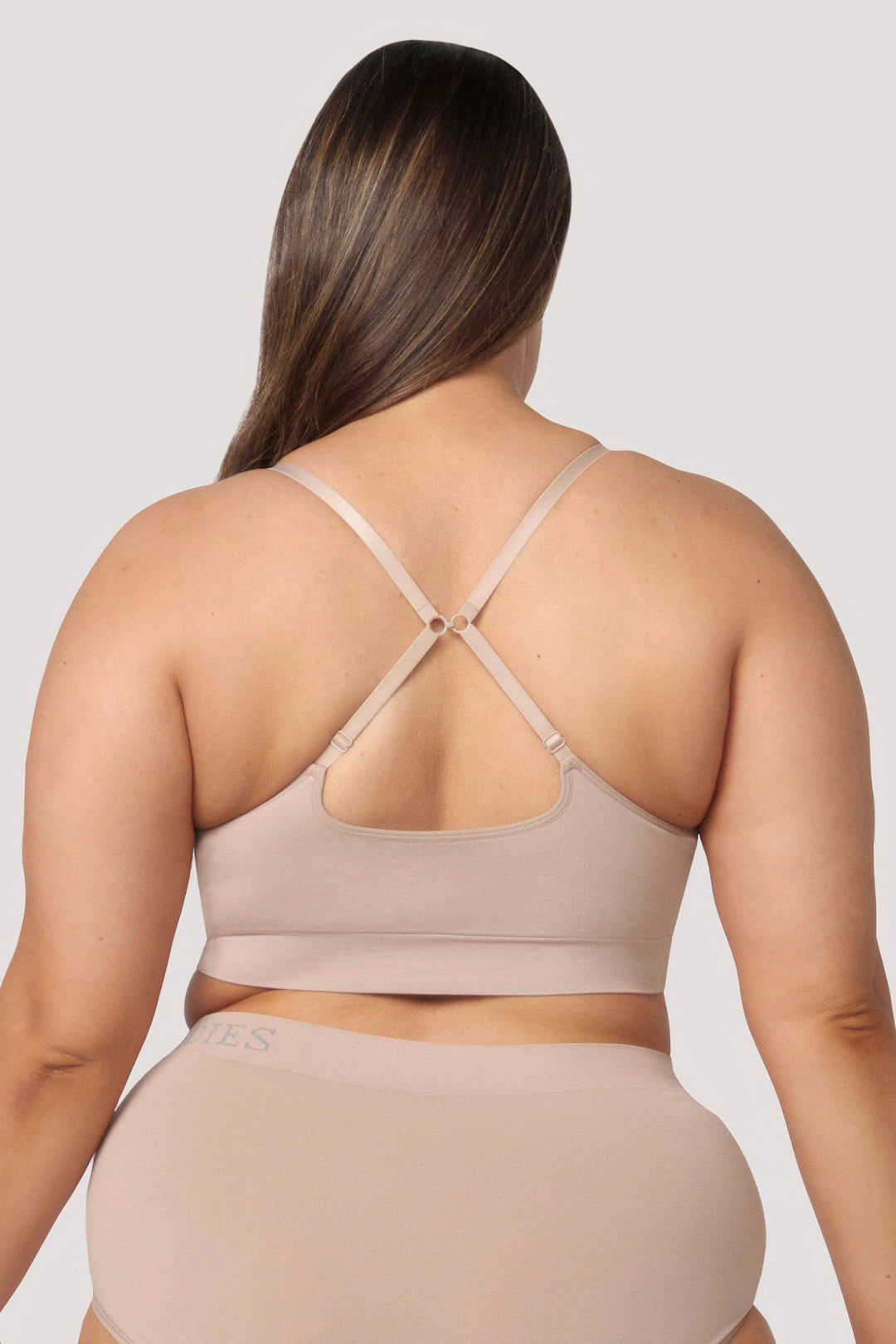 Bamboo Underwire-free, convertible, adjustable Crop Bra | Bella Bodies UK | Sand | Back