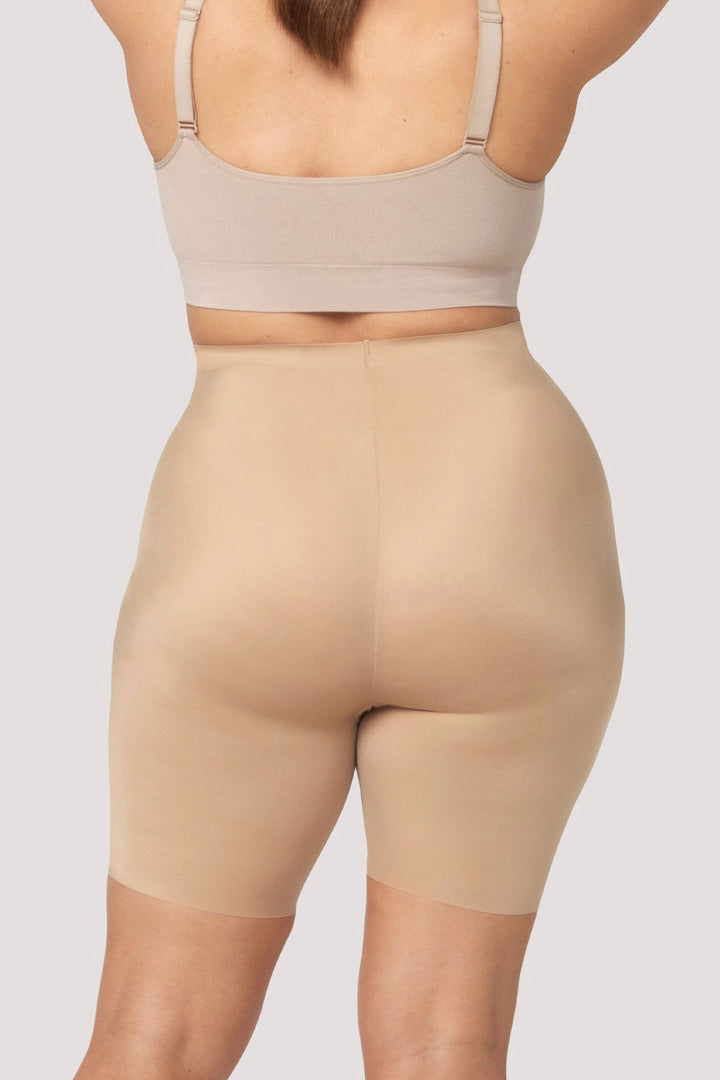 Women's shaping Short | Curve Control Sculpting Shorts | Bella Bodies UK | Taupe | Back