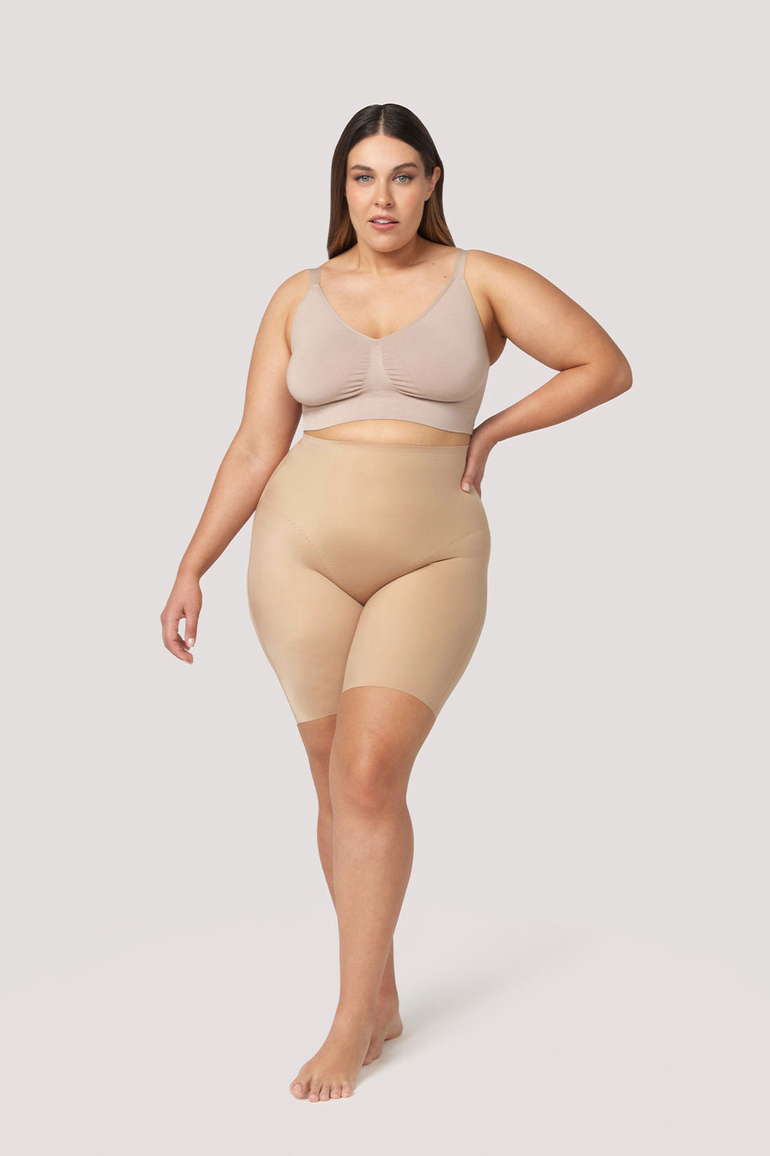 Women's shaping Short | Curve Control Sculpting Shorts | Bella Bodies UK | Taupe