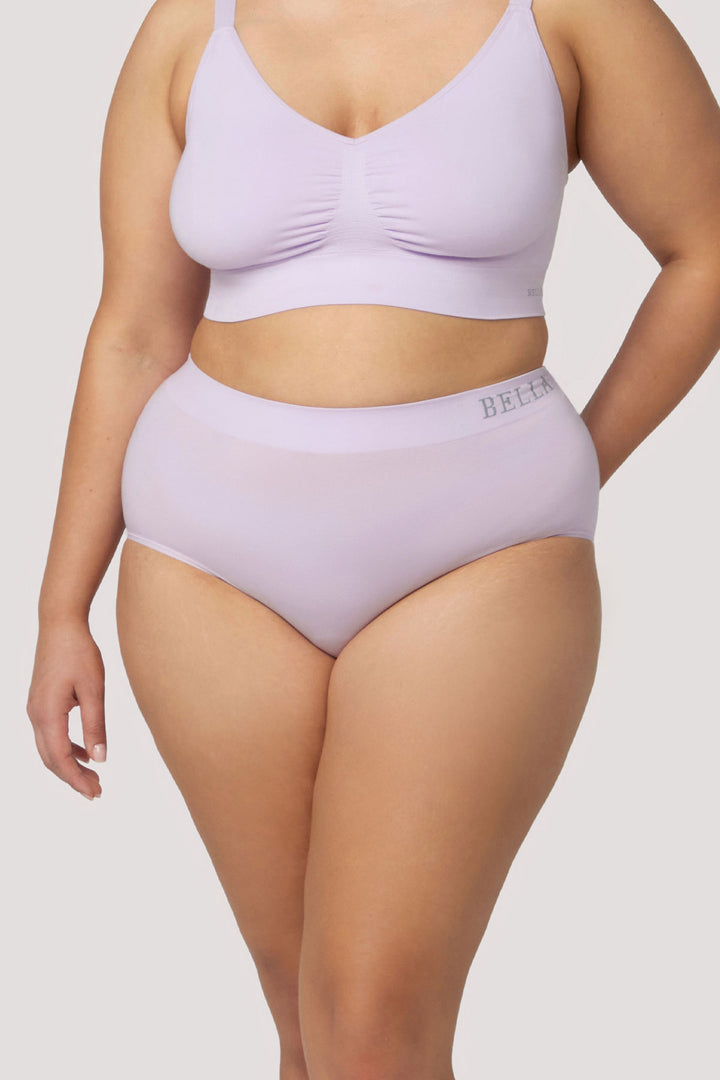 Eco-friendly High Waist Breathable Bamboo Underwear | Double pack | Bella Bodies UK | Soft Lilac | Front