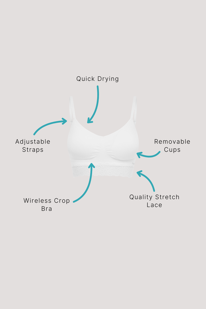 Quick Dry Stretchy Lace Wirefree Bra | Bella Bodies UK | Key Points