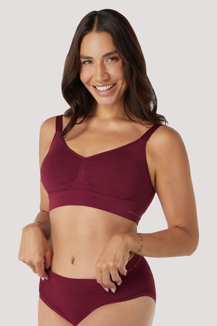 Bamboo Wireless Adjustable Bra I Bella Bodies UK I Cherry Berry | Side