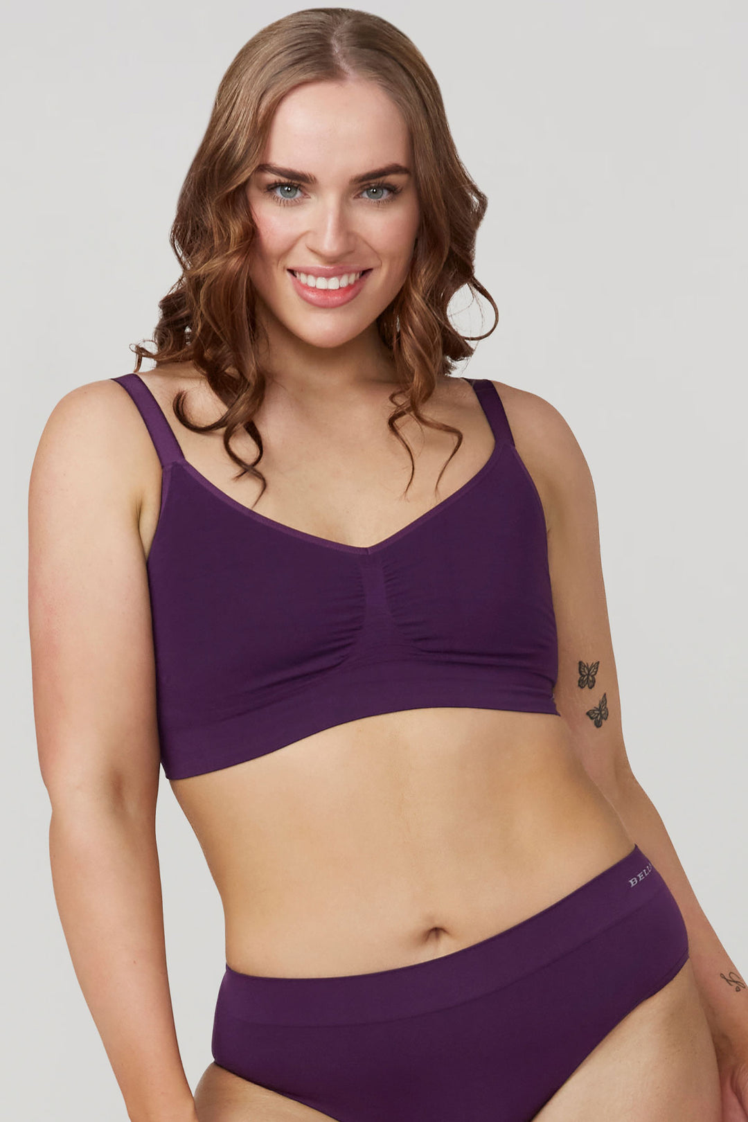 Women's adjustable bamboo crop bra I Two Pack I Bella Bodies UK I Blueberry | Front