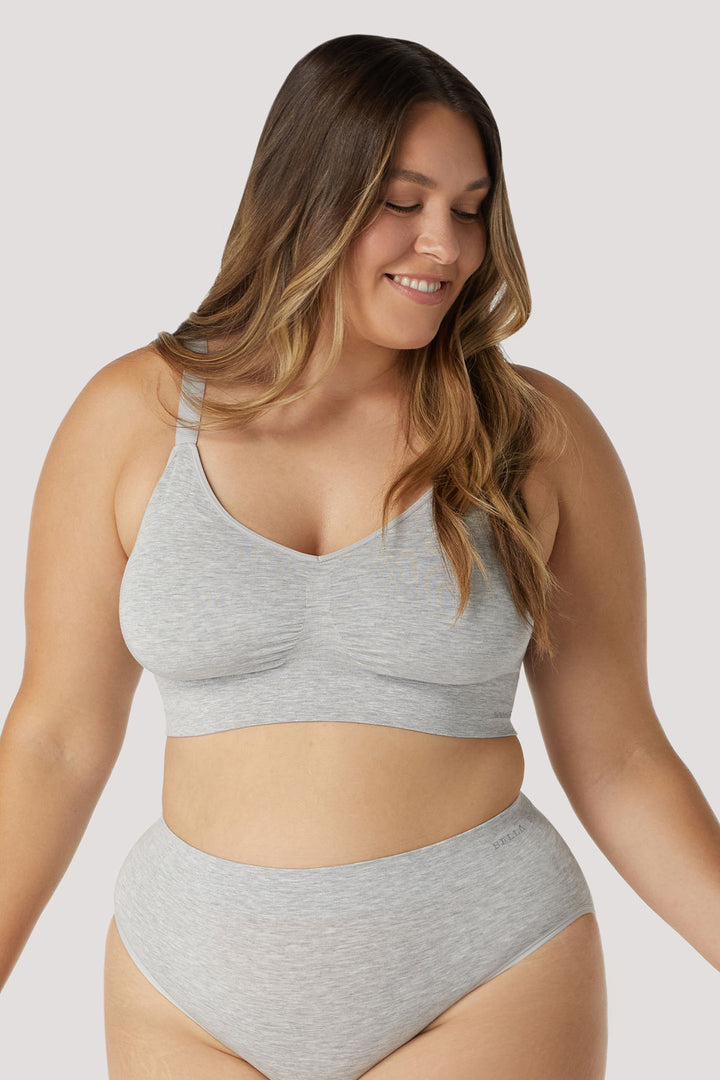 Bamboo Wireless Adjustable Bra I Bella Bodies UK I Grey Marle | Front