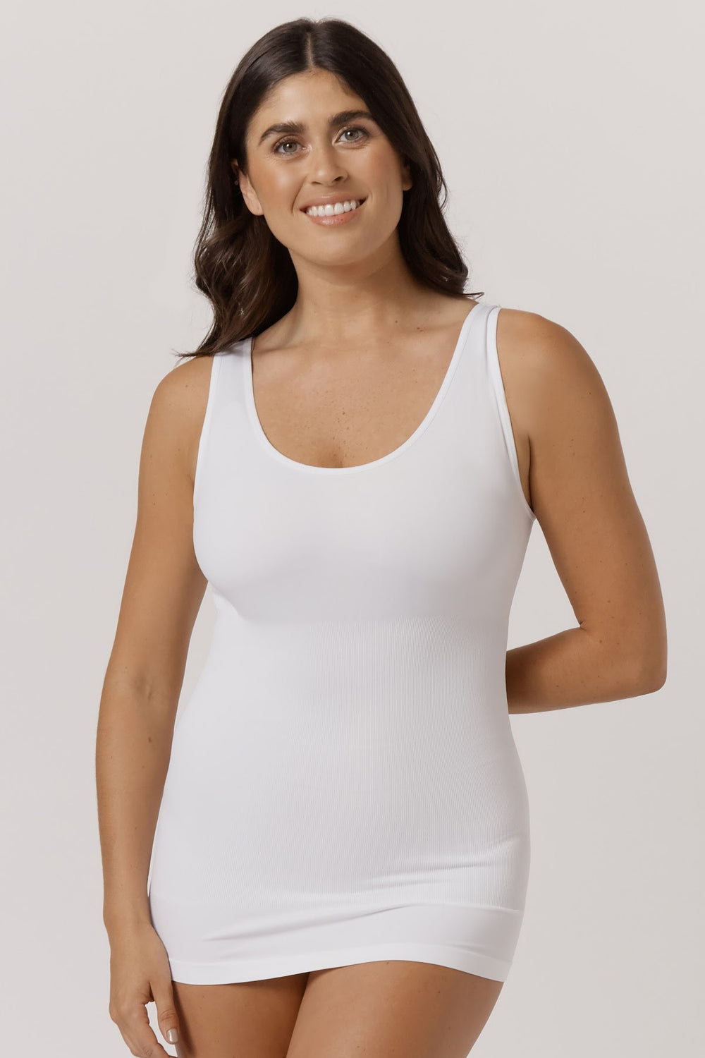 Women's Shapewear Smoothing Reversible Tank I Bella Bodies UK I White | Front